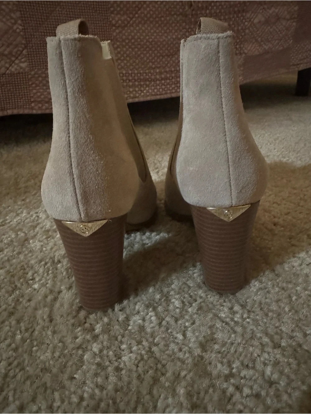 Michael Kors Beige Suede Chelsea Ankle Booties